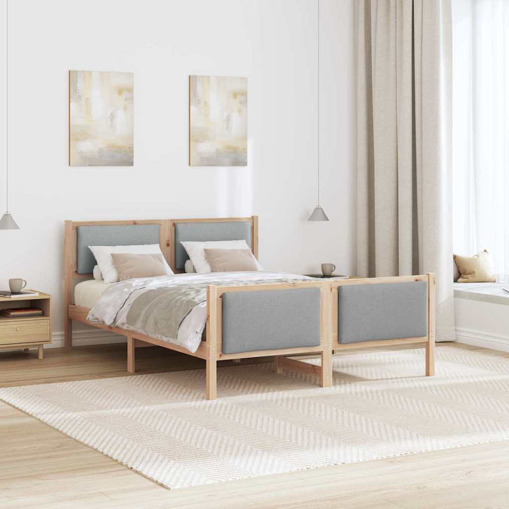 Bedframe met hoofdeinde Lichtgrijs 150 x 200 cm Stof is nu te koop bij PeponiXL, paradijselijk wonen!