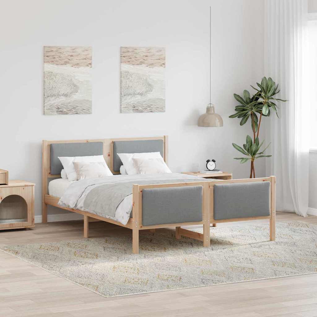 Bedframe met hoofdeinde Lichtgrijs 140 x 200 cm Stof is nu te koop bij PeponiXL, paradijselijk wonen!