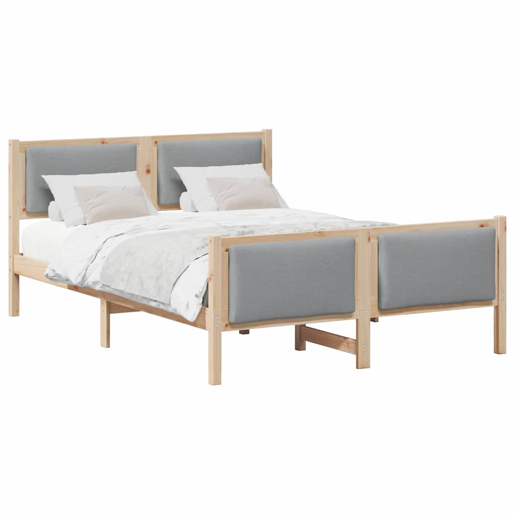 Bedframe met hoofdeinde Lichtgrijs 140 x 200 cm Stof is nu te koop bij PeponiXL, paradijselijk wonen!