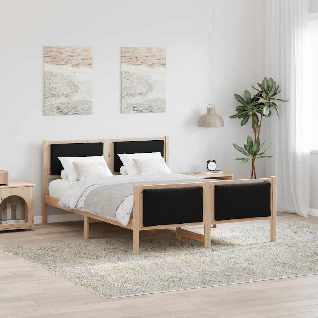 Bedframe met hoofdeinde Zwart 140 x 200 cm Stof is nu te koop bij PeponiXL, paradijselijk wonen!