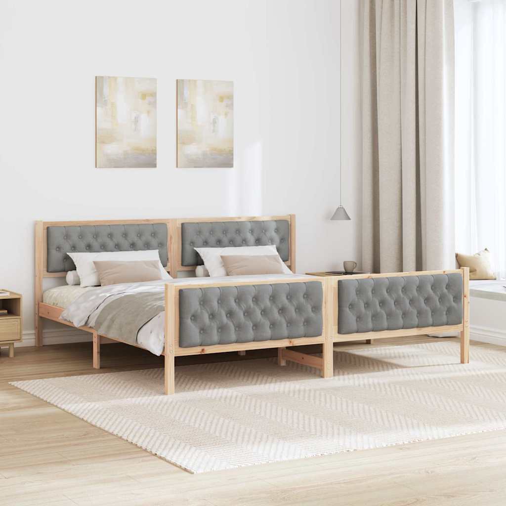 Bedframe Lichtgrijs 200 x 200 cm Massief grenenhout is nu te koop bij PeponiXL, paradijselijk wonen!