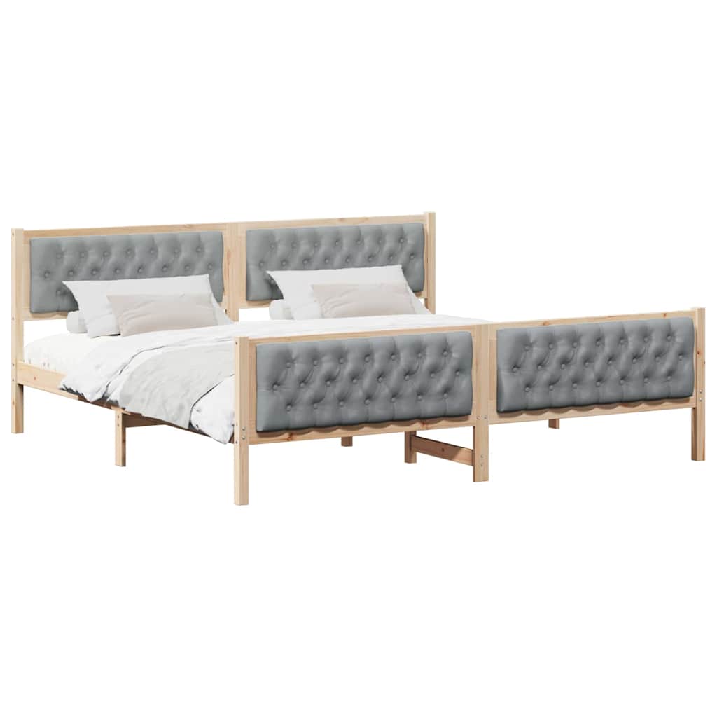 Bedframe Lichtgrijs 200 x 200 cm Massief grenenhout is nu te koop bij PeponiXL, paradijselijk wonen!