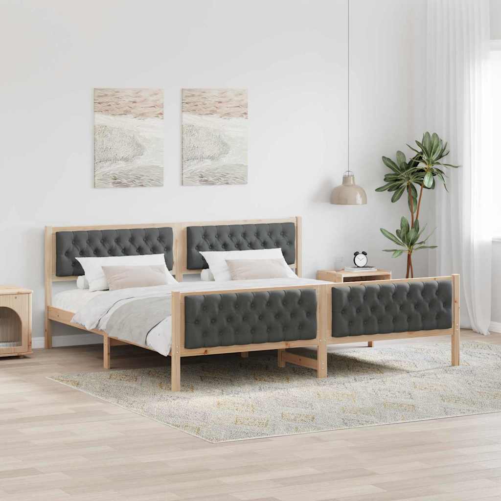 Bedframe Donkergrijs 200 x 200 cm Massief grenenhout is nu te koop bij PeponiXL, paradijselijk wonen!
