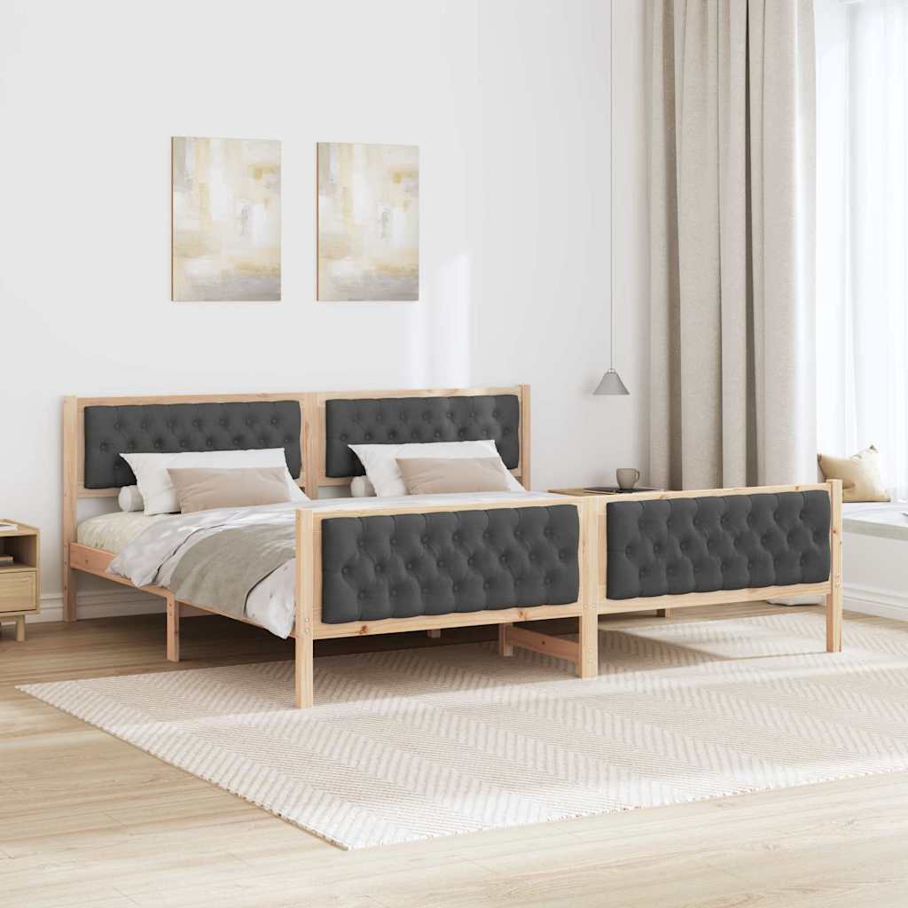 Bedframe Donkergrijs 200 x 200 cm Massief grenenhout is nu te koop bij PeponiXL, paradijselijk wonen!