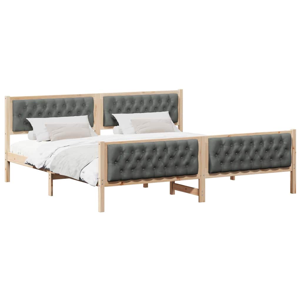 Bedframe Donkergrijs 200 x 200 cm Massief grenenhout is nu te koop bij PeponiXL, paradijselijk wonen!