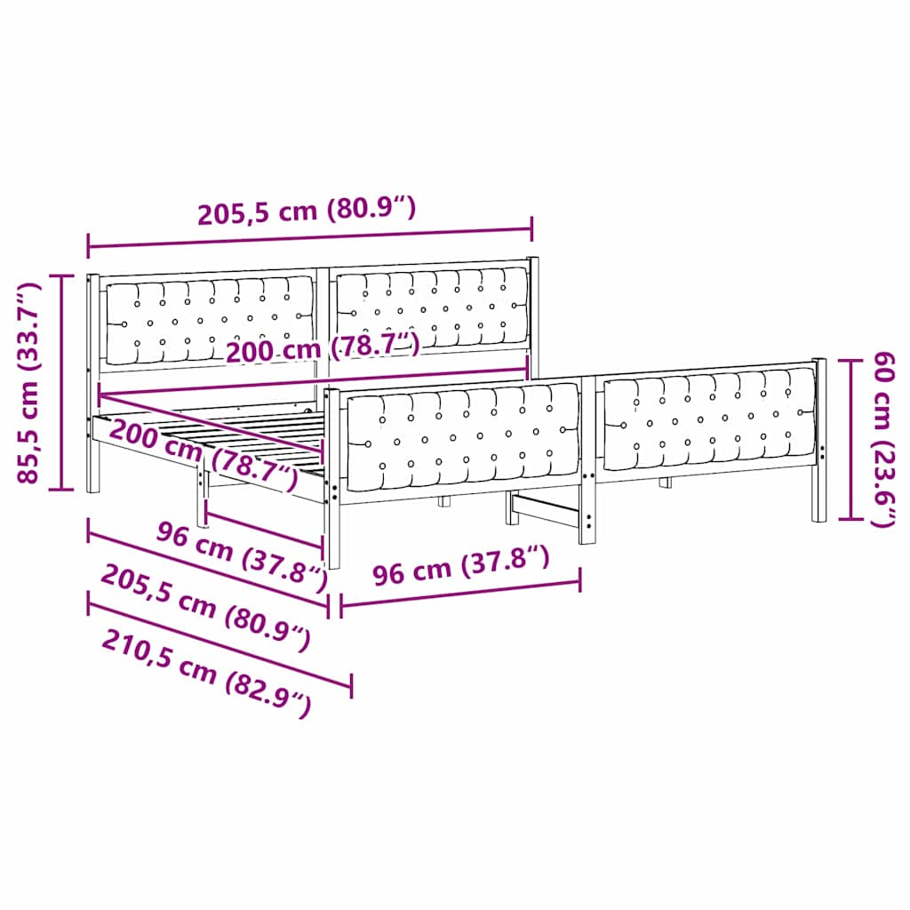 Bedframe Donkergrijs 200 x 200 cm Massief grenenhout is nu te koop bij PeponiXL, paradijselijk wonen!