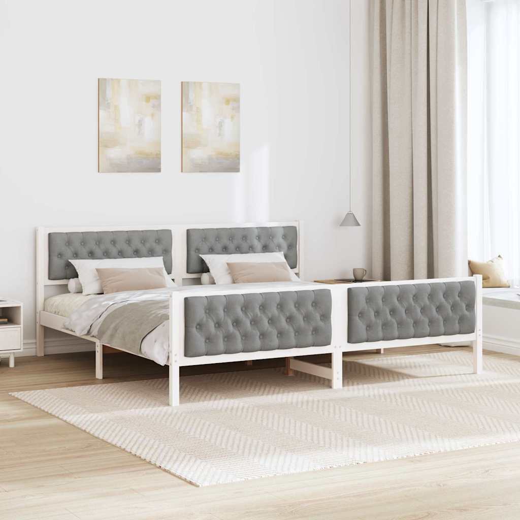 Bedframe Lichtgrijs 200 x 200 cm Massief grenenhout is nu te koop bij PeponiXL, paradijselijk wonen!