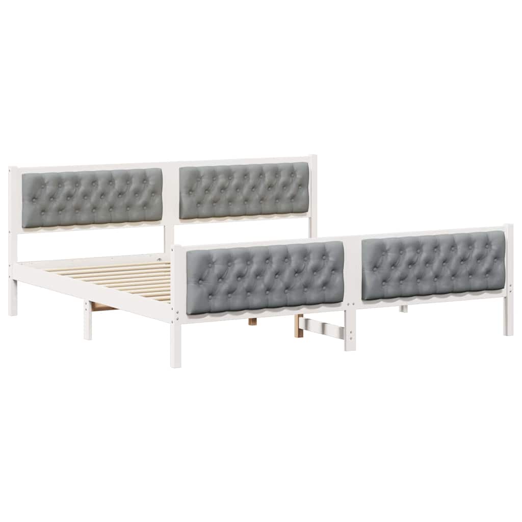 Bedframe Lichtgrijs 200 x 200 cm Massief grenenhout is nu te koop bij PeponiXL, paradijselijk wonen!
