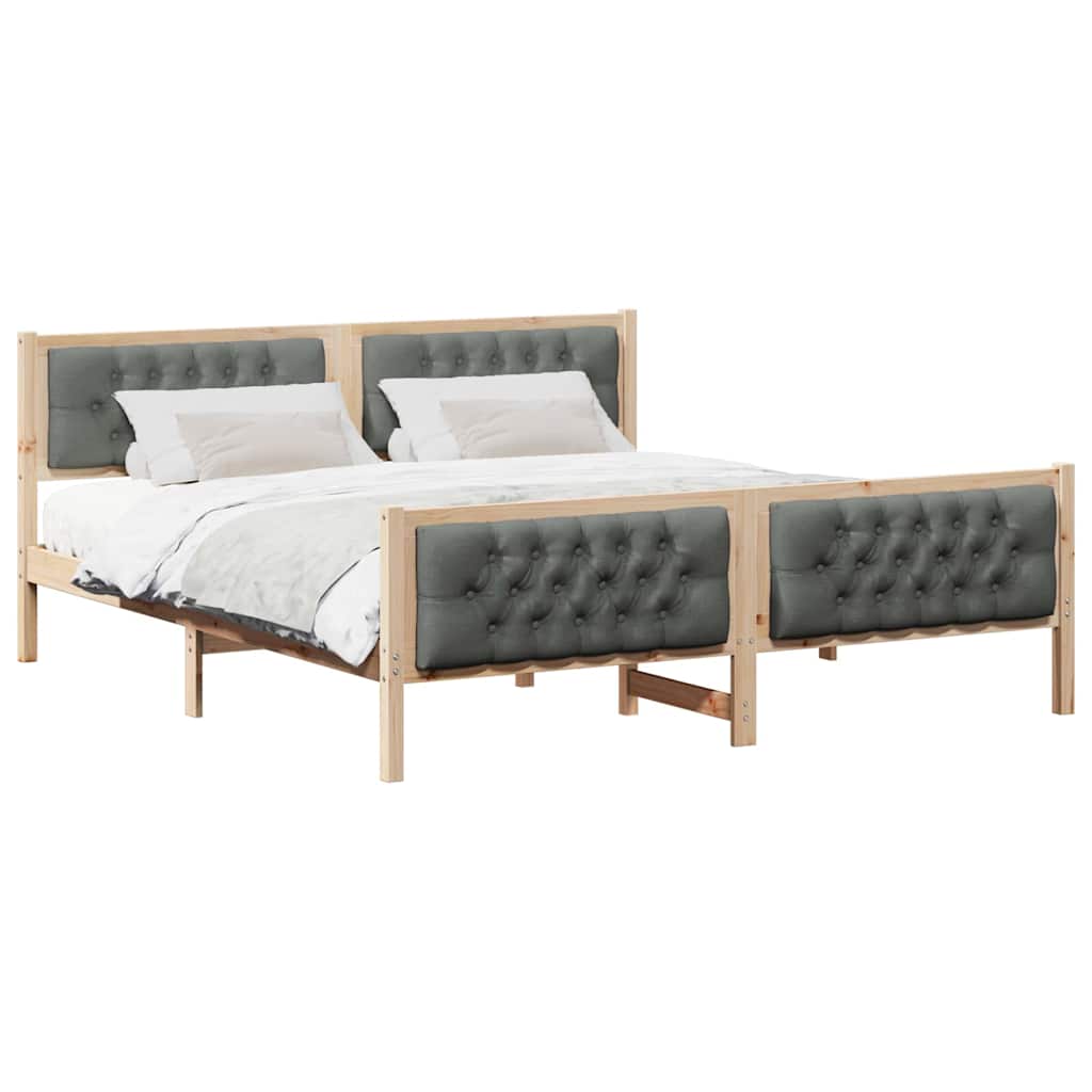 Bedframe Donkergrijs 180 x 200 cm Massief grenenhout is nu te koop bij PeponiXL, paradijselijk wonen!