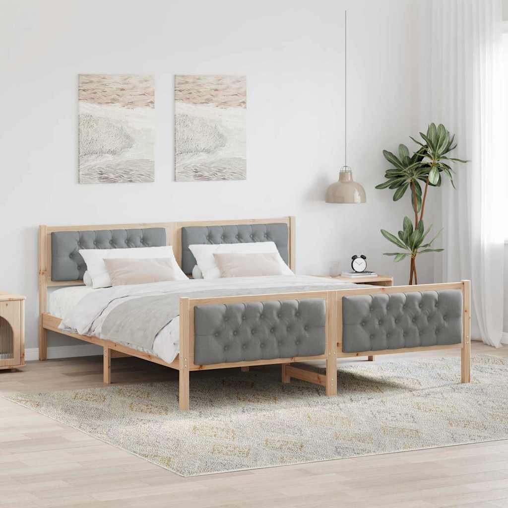 Bedframe Lichtgrijs 160 x 200 cm Massief grenenhout is nu te koop bij PeponiXL, paradijselijk wonen!