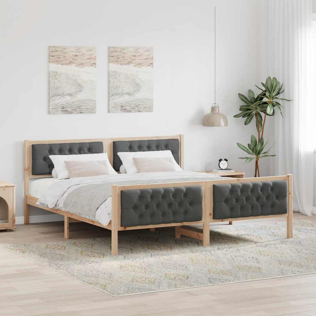 Bedframe Donkergrijs 160 x 200 cm Massief grenenhout is nu te koop bij PeponiXL, paradijselijk wonen!