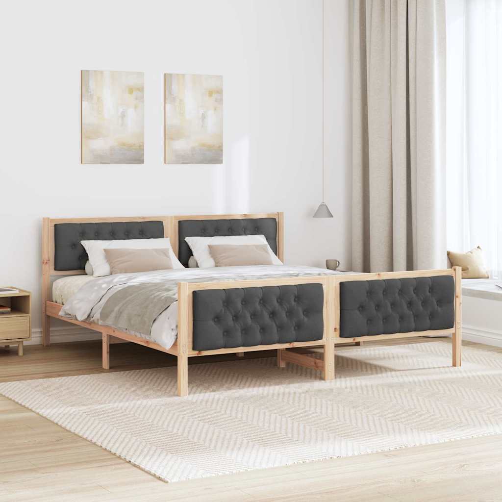 Bedframe Donkergrijs 160 x 200 cm Massief grenenhout is nu te koop bij PeponiXL, paradijselijk wonen!