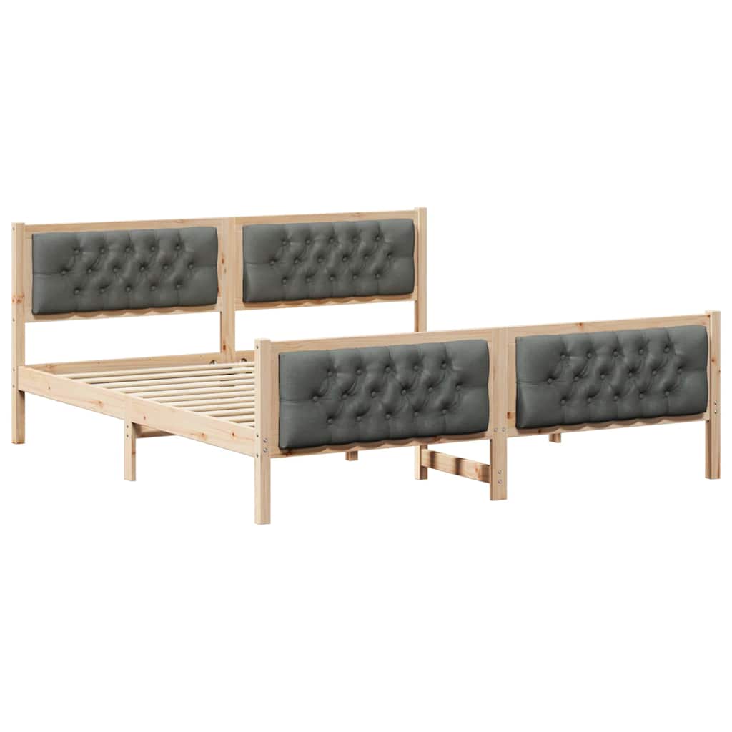 Bedframe Donkergrijs 160 x 200 cm Massief grenenhout is nu te koop bij PeponiXL, paradijselijk wonen!
