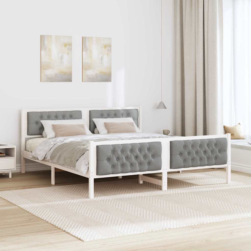 Bedframe Lichtgrijs 160 x 200 cm Massief grenenhout is nu te koop bij PeponiXL, paradijselijk wonen!