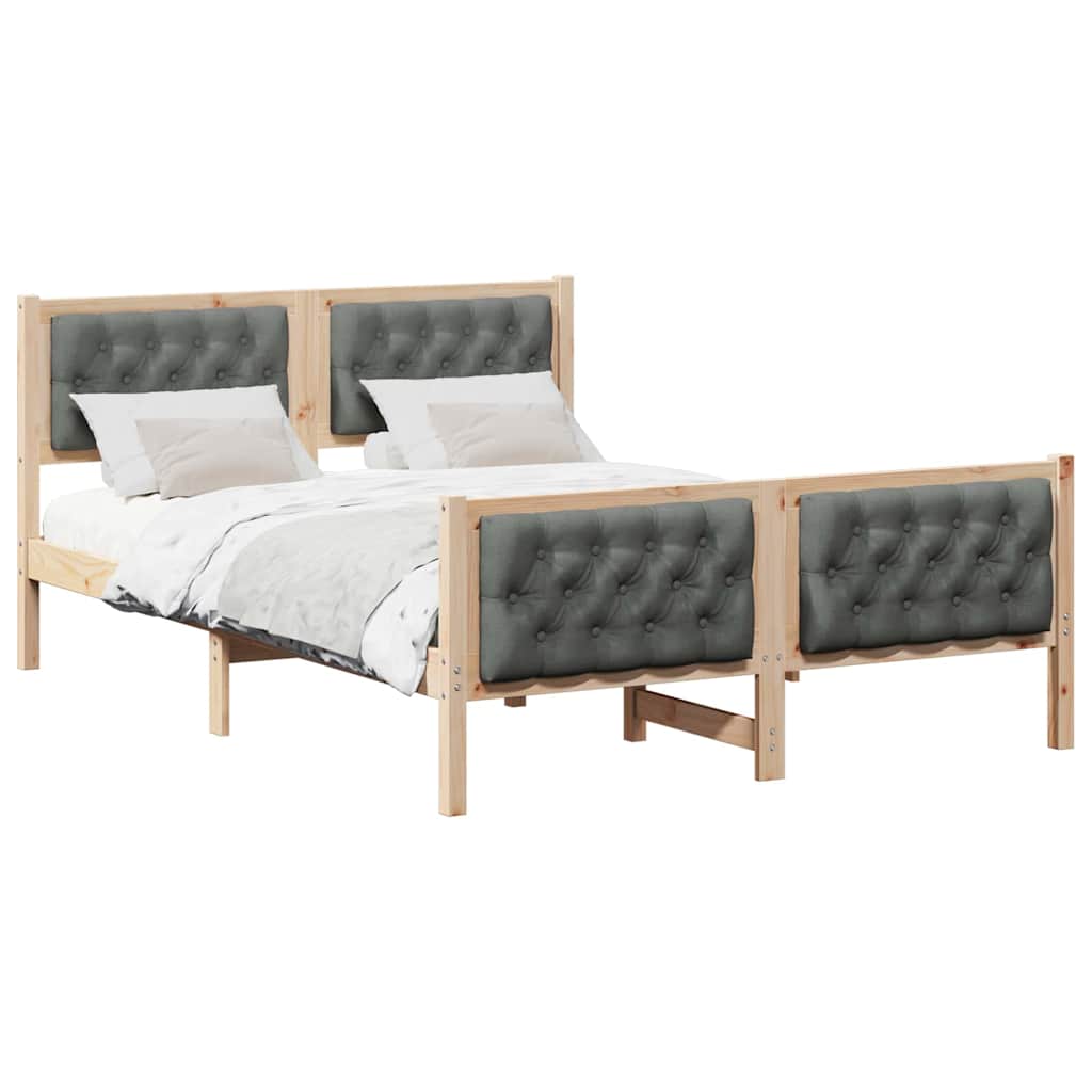 Bedframe Donkergrijs 140 x 200 cm Massief grenenhout is nu te koop bij PeponiXL, paradijselijk wonen!