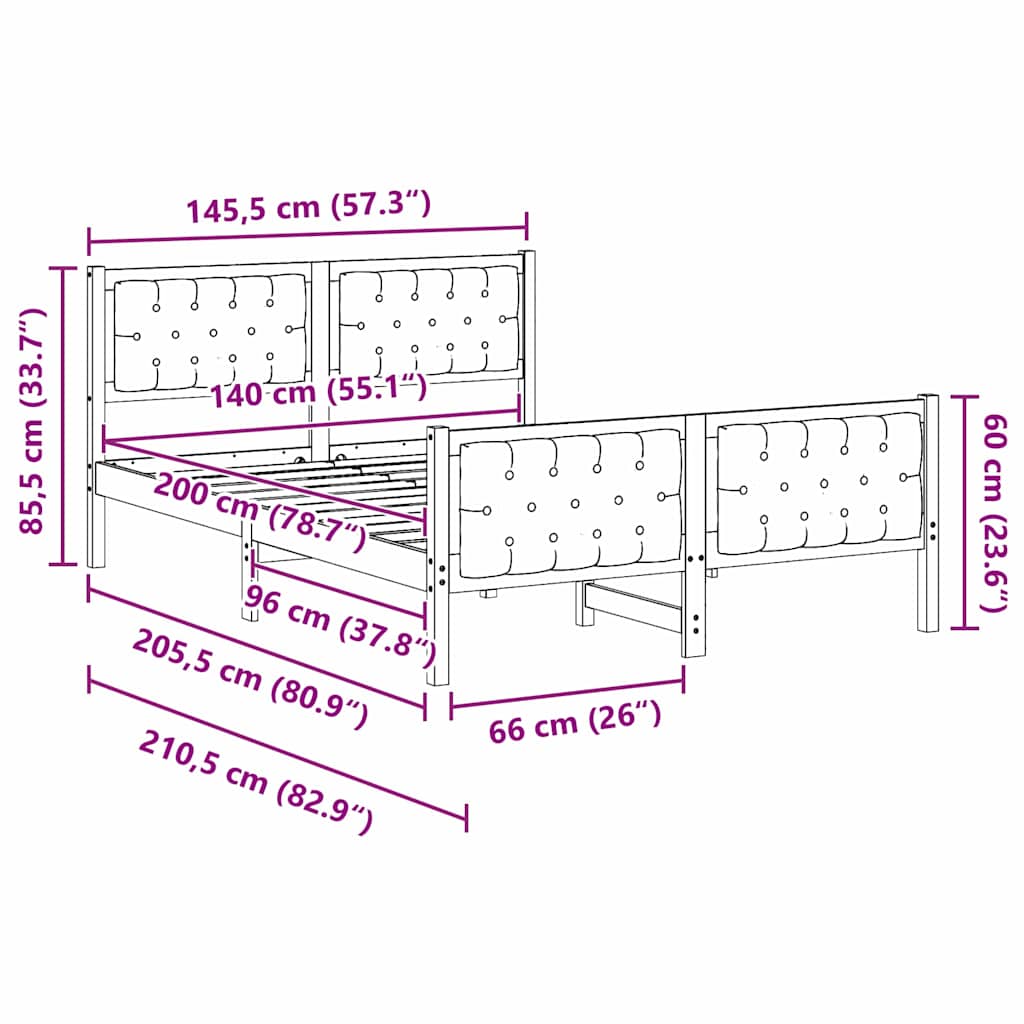 Bedframe Donkergrijs 140 x 200 cm Massief grenenhout is nu te koop bij PeponiXL, paradijselijk wonen!