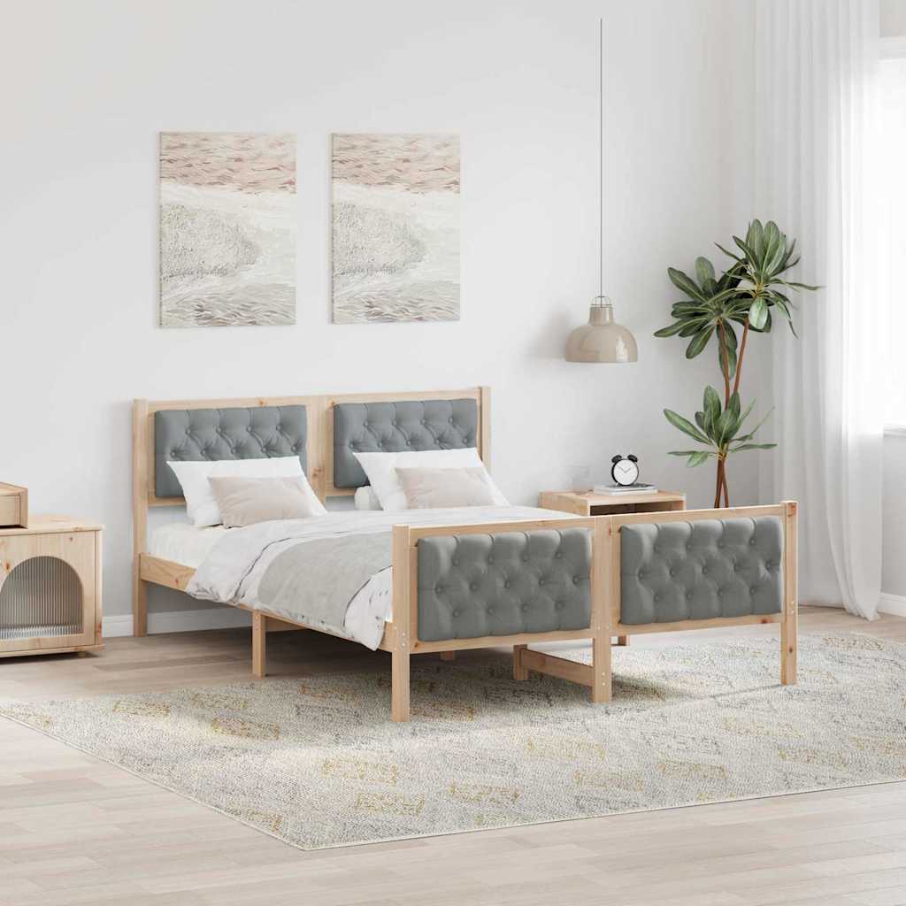 Bedframe Lichtgrijs 140 x 190 cm Massief grenenhout is nu te koop bij PeponiXL, paradijselijk wonen!