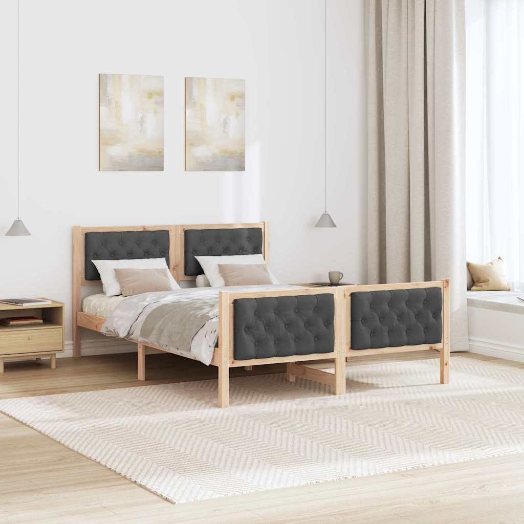 Bedframe Donkergrijs 140 x 190 cm Massief grenenhout is nu te koop bij PeponiXL, paradijselijk wonen!