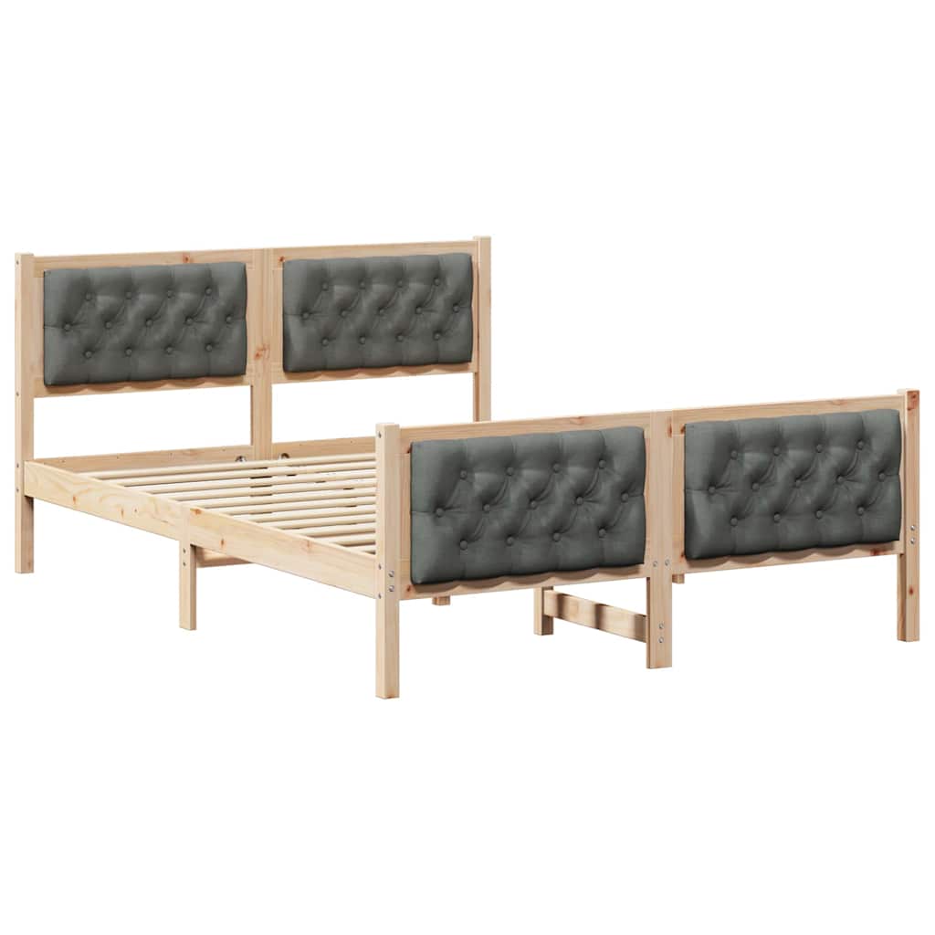 Bedframe Donkergrijs 140 x 190 cm Massief grenenhout is nu te koop bij PeponiXL, paradijselijk wonen!