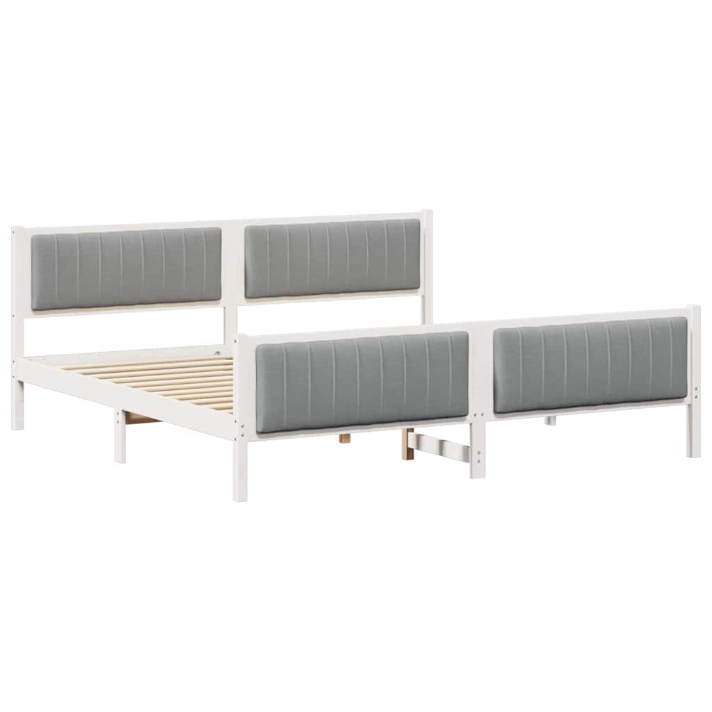 Bedframe Wit en lichtgrijs 200 x 200 cm Massief grenenhout is nu te koop bij PeponiXL, paradijselijk wonen!