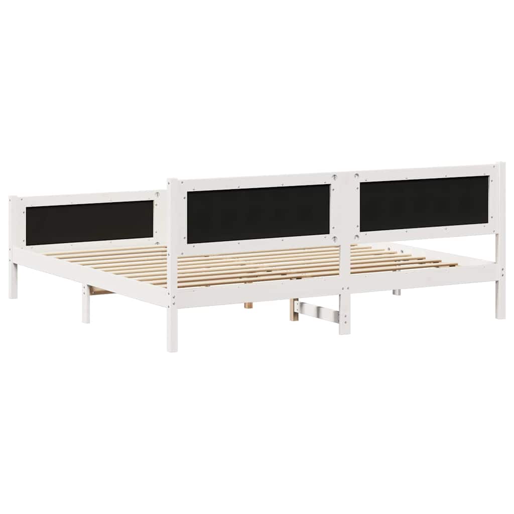 Bedframe Wit en lichtgrijs 200 x 200 cm Massief grenenhout is nu te koop bij PeponiXL, paradijselijk wonen!