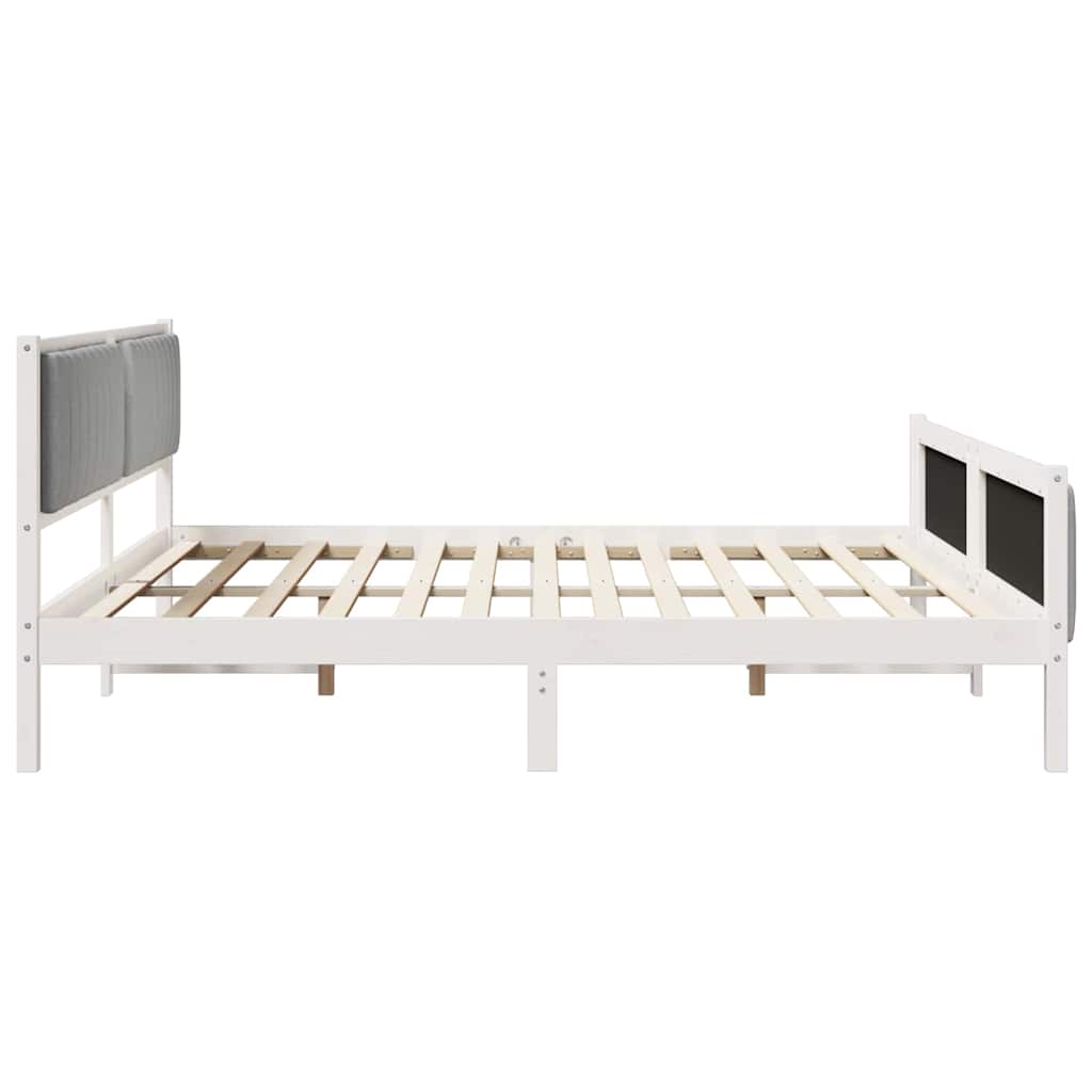 Bedframe Wit en lichtgrijs 200 x 200 cm Massief grenenhout is nu te koop bij PeponiXL, paradijselijk wonen!