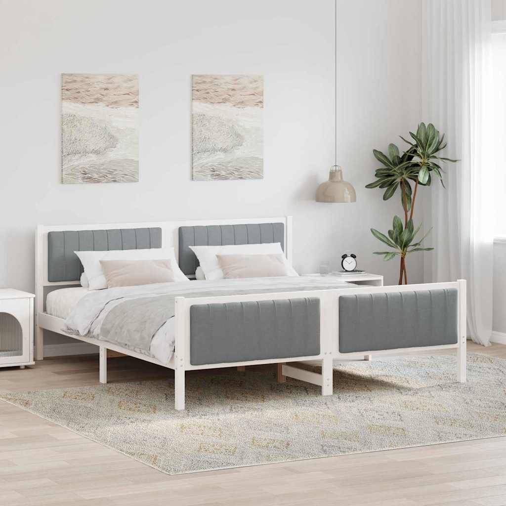 Bedframe Wit en lichtgrijs 180 x 200 cm Massief grenenhout is nu te koop bij PeponiXL, paradijselijk wonen!