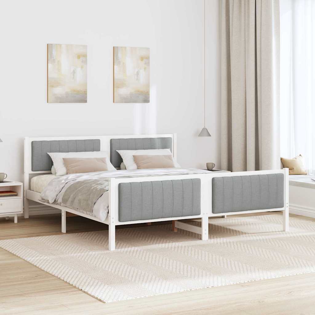 Bedframe Wit en lichtgrijs 180 x 200 cm Massief grenenhout is nu te koop bij PeponiXL, paradijselijk wonen!