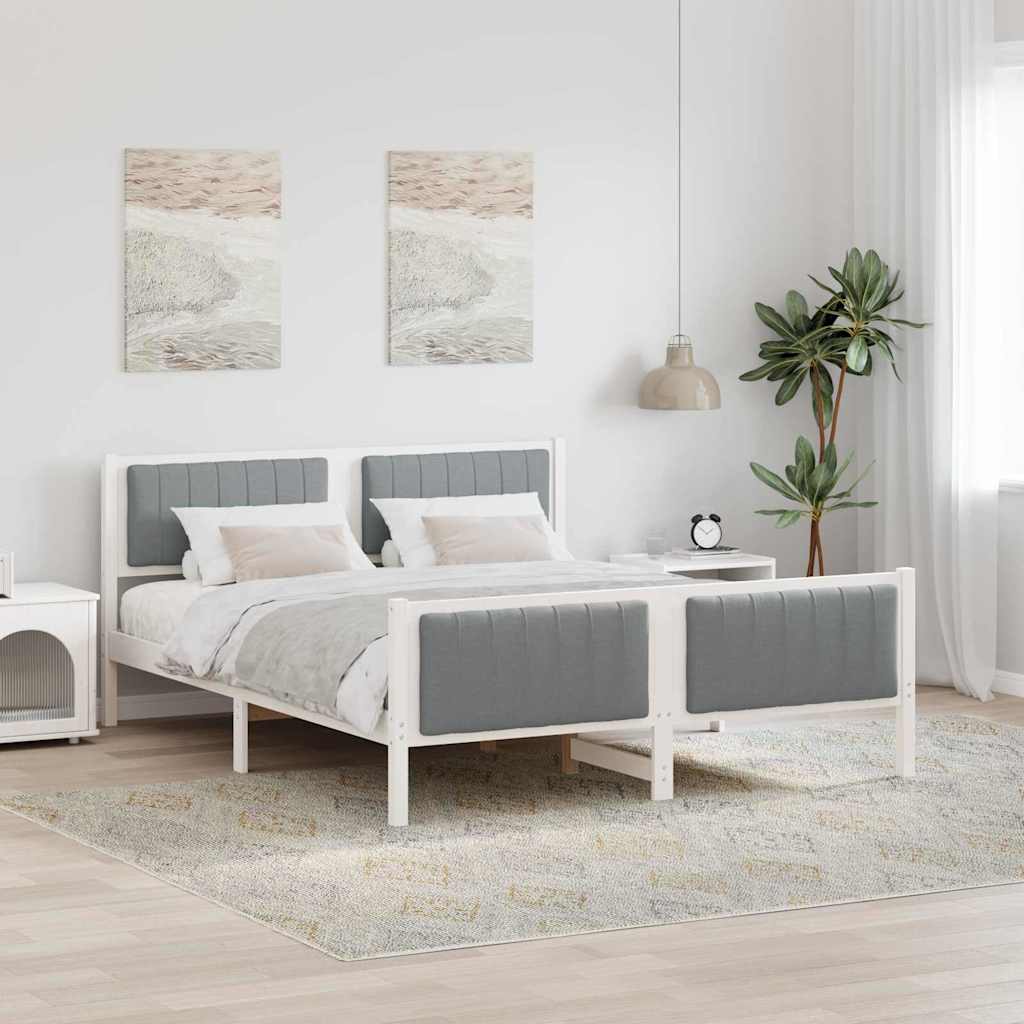 Bedframe Wit en lichtgrijs 160 x 200 cm Massief grenenhout is nu te koop bij PeponiXL, paradijselijk wonen!