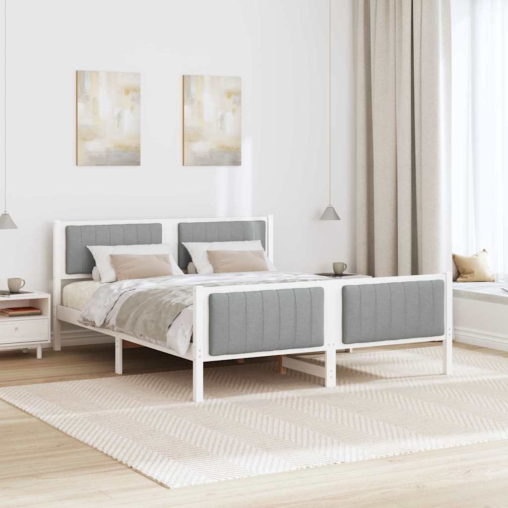 Bedframe Wit en lichtgrijs 160 x 200 cm Massief grenenhout is nu te koop bij PeponiXL, paradijselijk wonen!