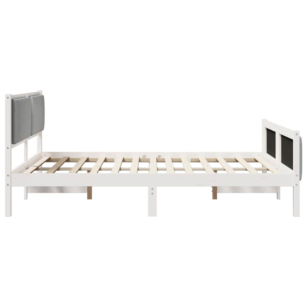 Bedframe Wit en lichtgrijs 160 x 200 cm Massief grenenhout is nu te koop bij PeponiXL, paradijselijk wonen!