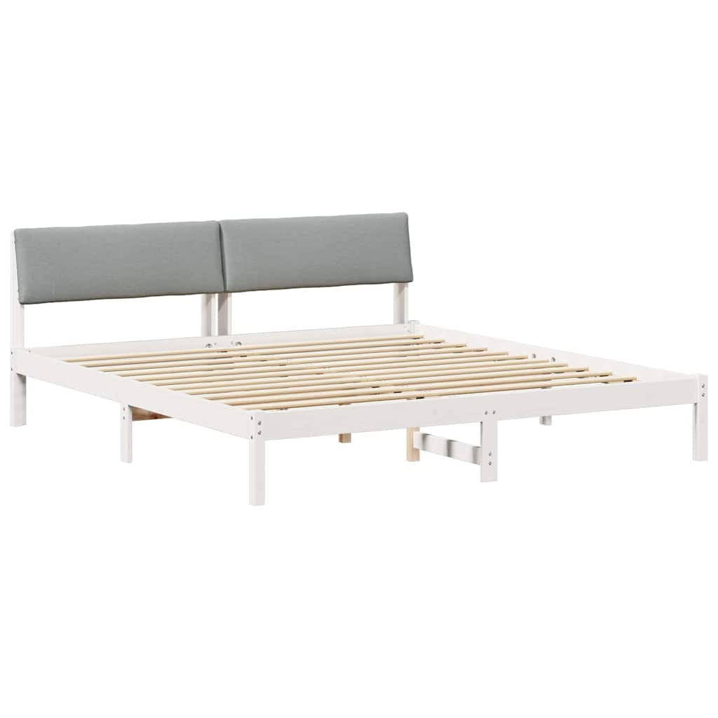 Bedframe Wit en lichtgrijs 200 x 200 cm Massief grenenhout is nu te koop bij PeponiXL, paradijselijk wonen!