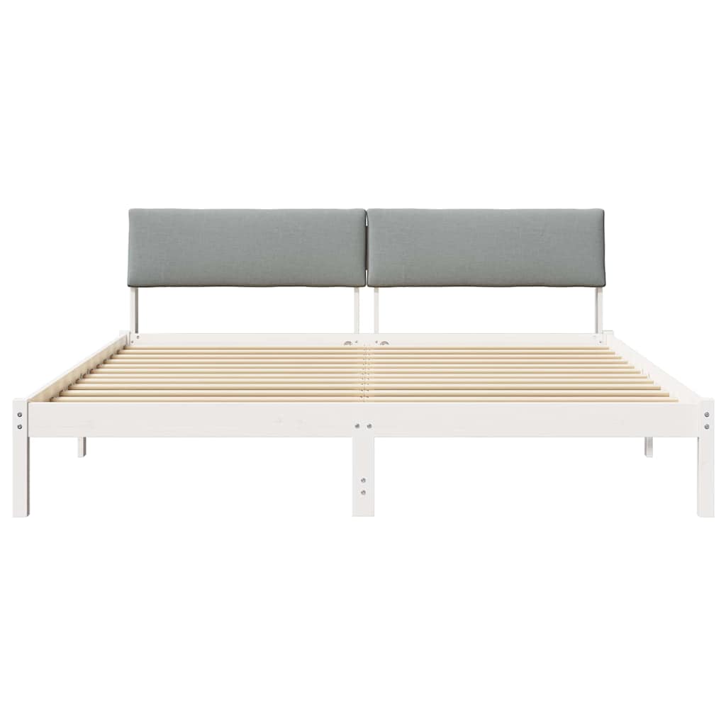 Bedframe Wit en lichtgrijs 200 x 200 cm Massief grenenhout is nu te koop bij PeponiXL, paradijselijk wonen!