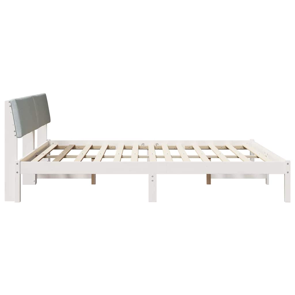 Bedframe Wit en lichtgrijs 200 x 200 cm Massief grenenhout is nu te koop bij PeponiXL, paradijselijk wonen!