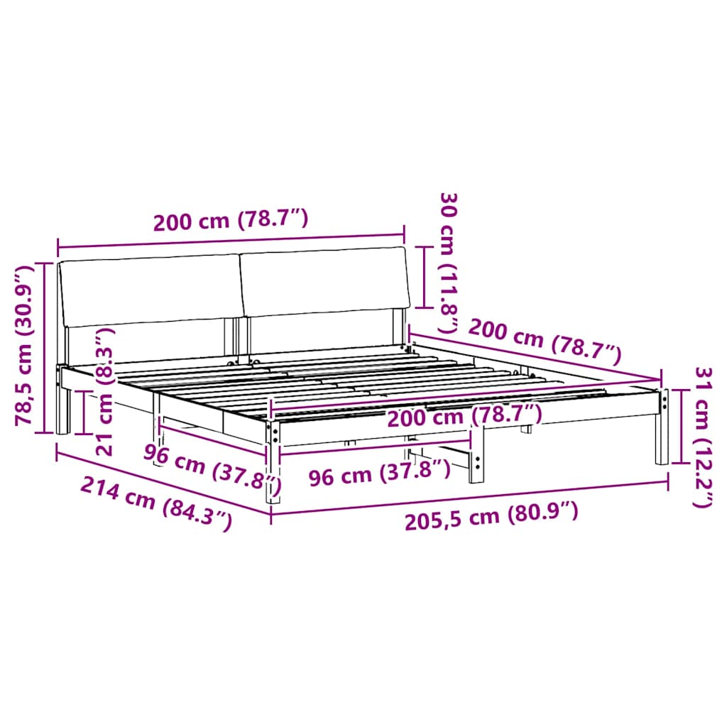 Bedframe Wit en lichtgrijs 200 x 200 cm Massief grenenhout is nu te koop bij PeponiXL, paradijselijk wonen!