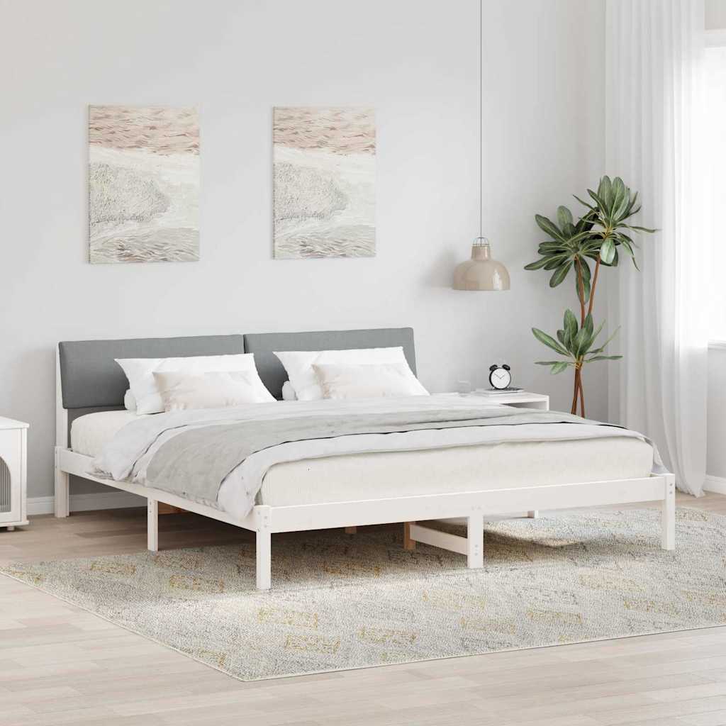 Bedframe Wit en lichtgrijs 180 x 200 cm Massief grenenhout is nu te koop bij PeponiXL, paradijselijk wonen!