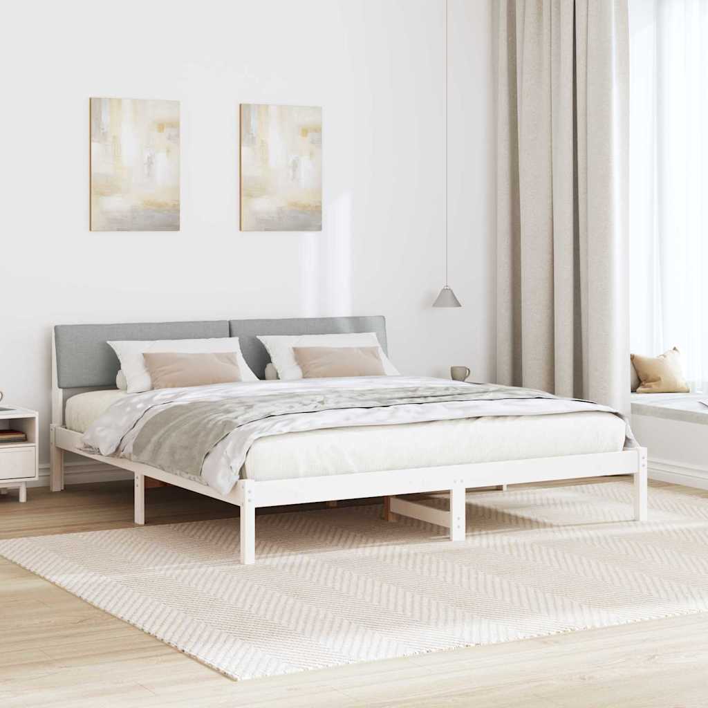 Bedframe Wit en lichtgrijs 180 x 200 cm Massief grenenhout is nu te koop bij PeponiXL, paradijselijk wonen!