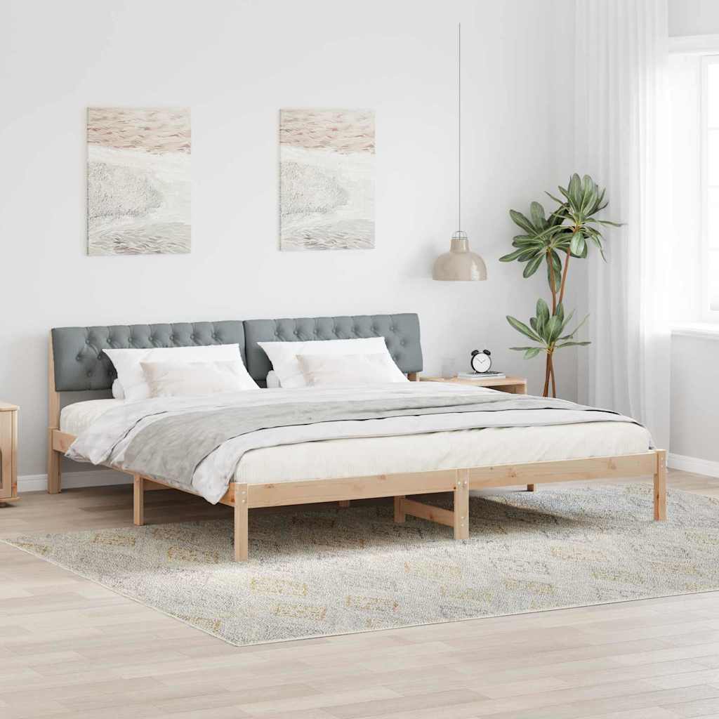 Bedframe Bruin en lichtgrijs 200 x 200 cm Massief grenenhout is nu te koop bij PeponiXL, paradijselijk wonen!