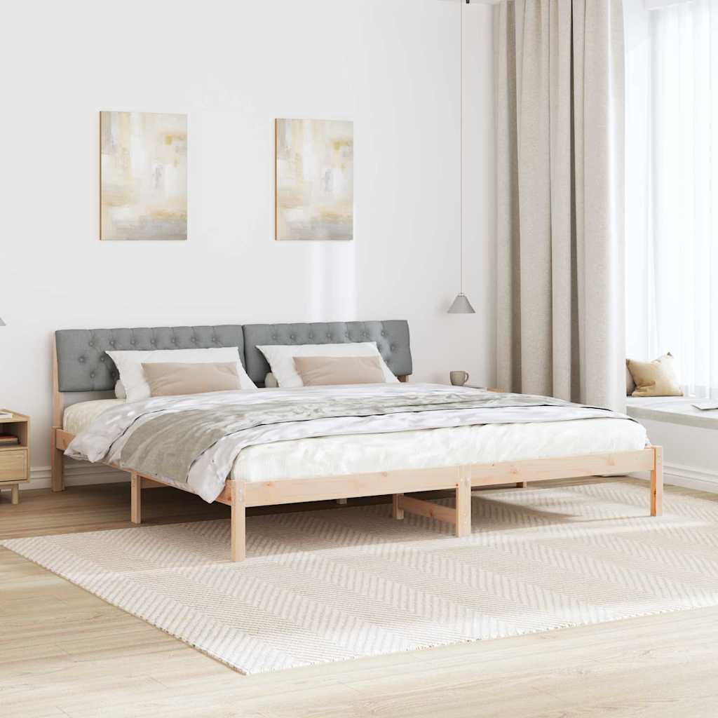 Bedframe Bruin en lichtgrijs 200 x 200 cm Massief grenenhout is nu te koop bij PeponiXL, paradijselijk wonen!