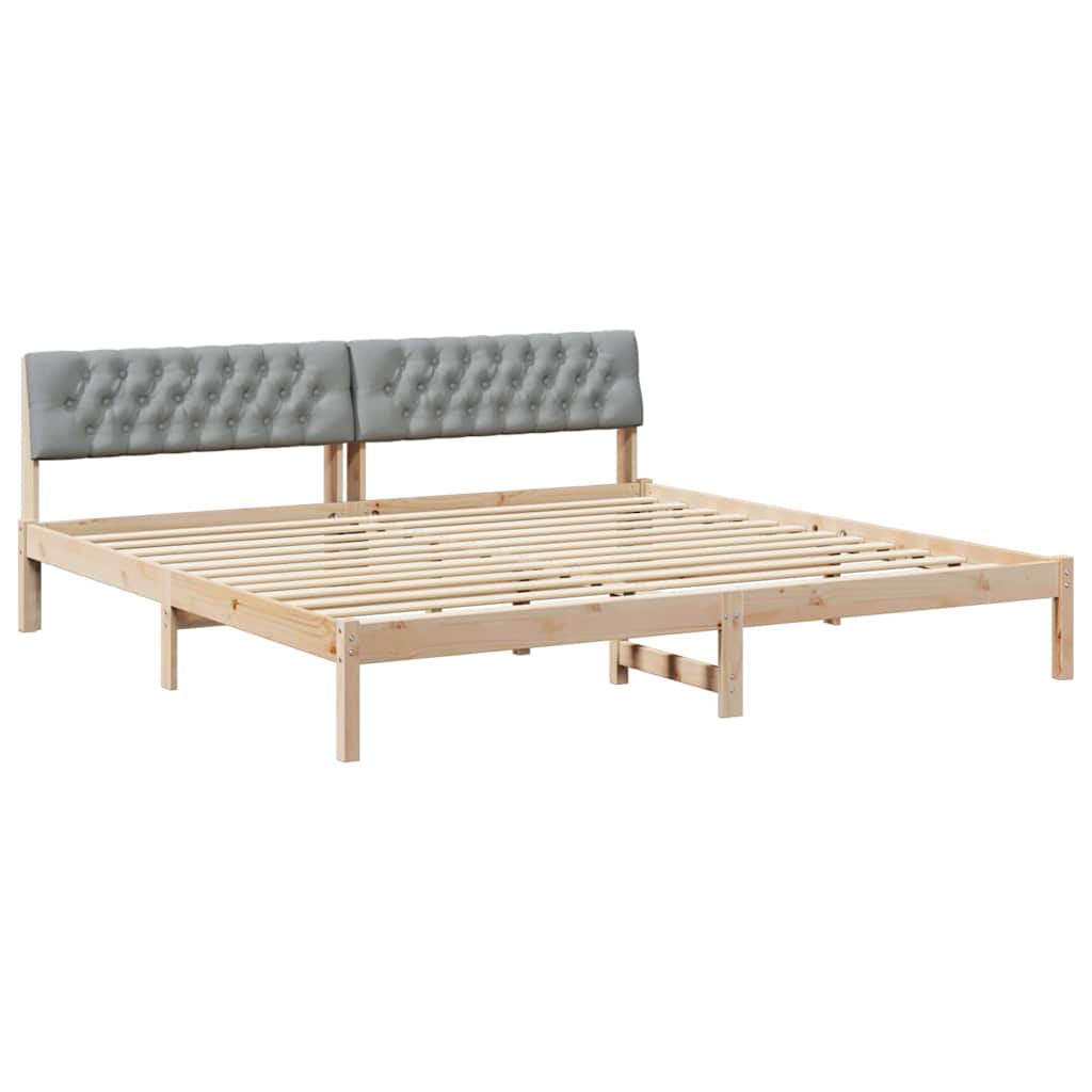 Bedframe Bruin en lichtgrijs 200 x 200 cm Massief grenenhout is nu te koop bij PeponiXL, paradijselijk wonen!