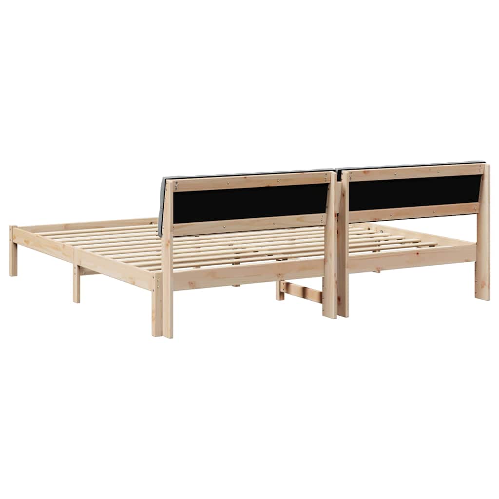 Bedframe Bruin en lichtgrijs 200 x 200 cm Massief grenenhout is nu te koop bij PeponiXL, paradijselijk wonen!
