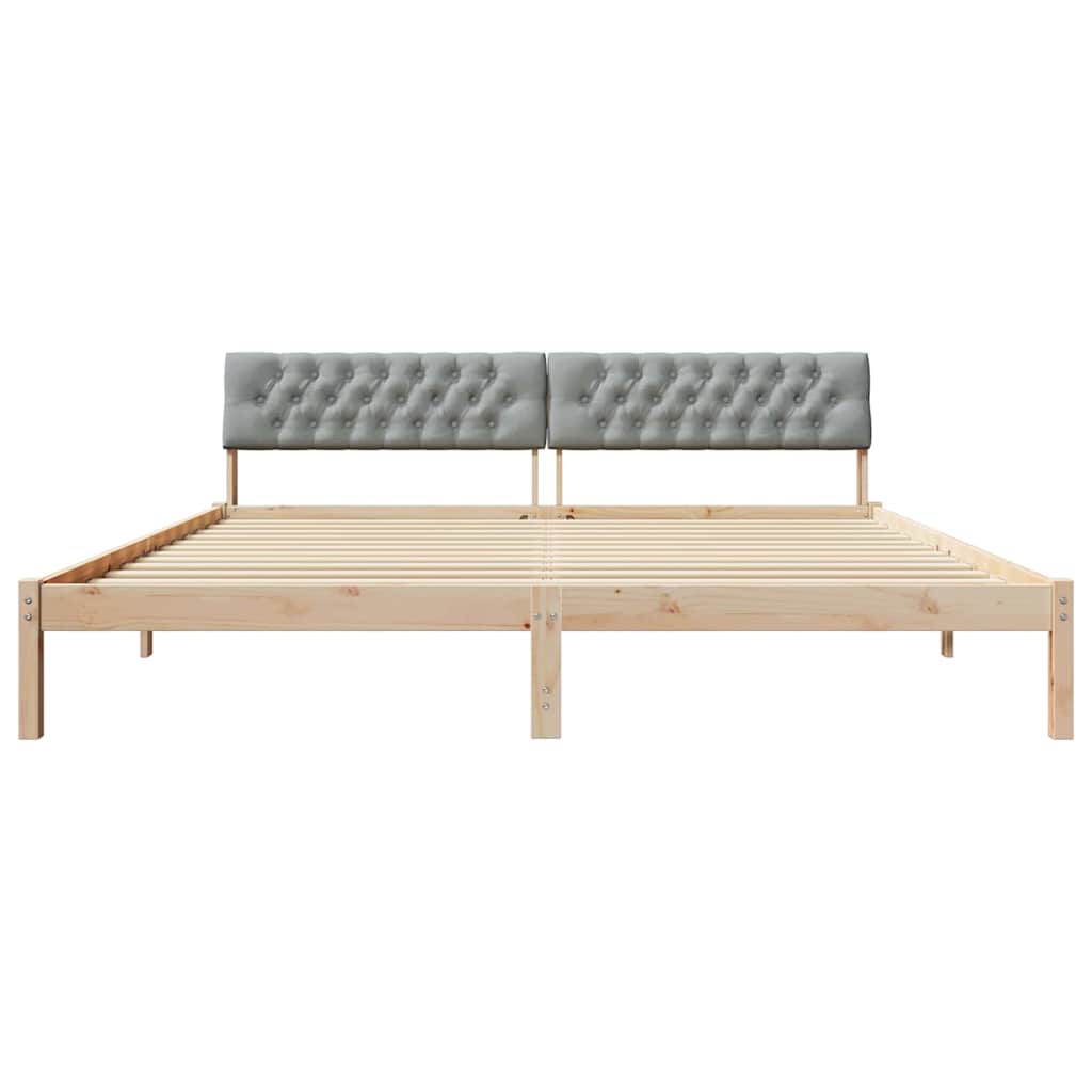 Bedframe Bruin en lichtgrijs 200 x 200 cm Massief grenenhout is nu te koop bij PeponiXL, paradijselijk wonen!