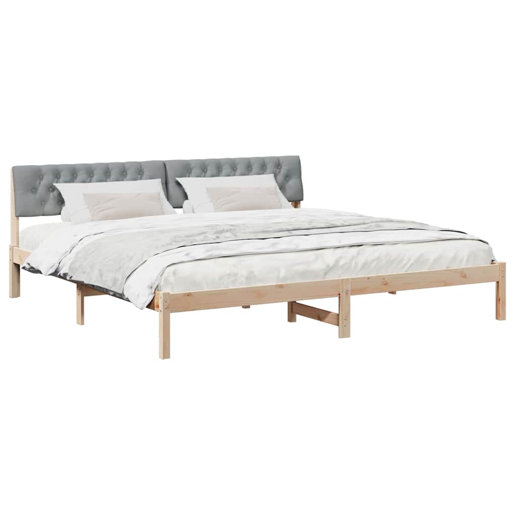 Bedframe Bruin en lichtgrijs 200 x 200 cm Massief grenenhout is nu te koop bij PeponiXL, paradijselijk wonen!