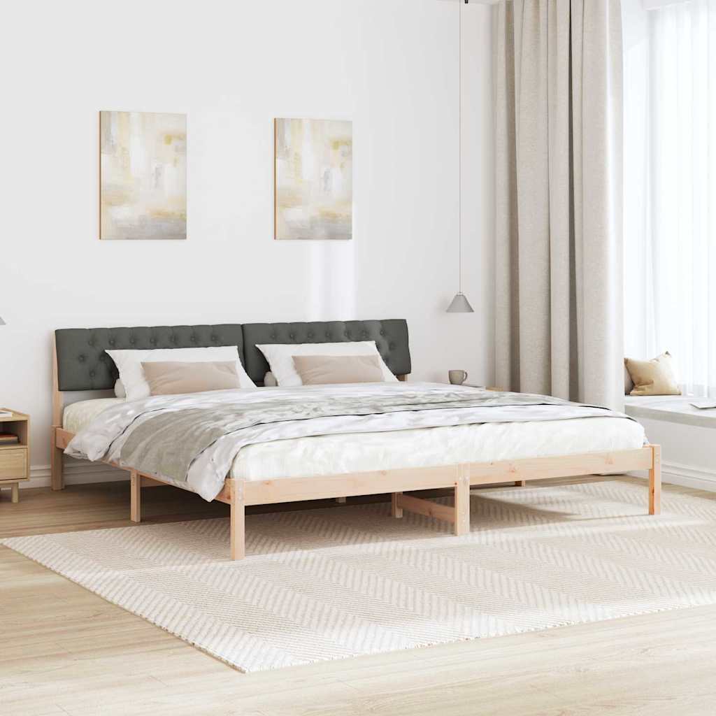 Bedframe Bruin en donkergrijs 200 x 200 cm Massief grenenhout is nu te koop bij PeponiXL, paradijselijk wonen!