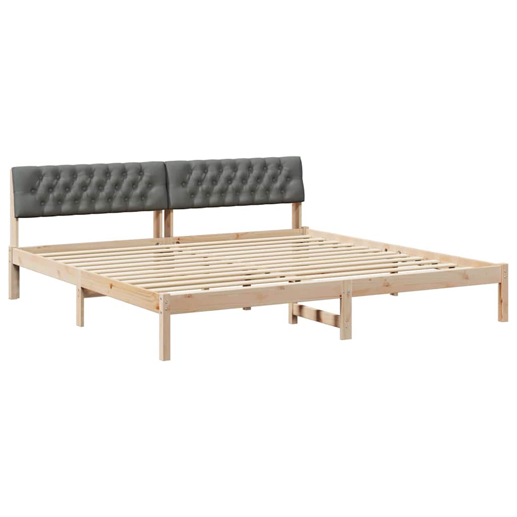 Bedframe Bruin en donkergrijs 200 x 200 cm Massief grenenhout is nu te koop bij PeponiXL, paradijselijk wonen!