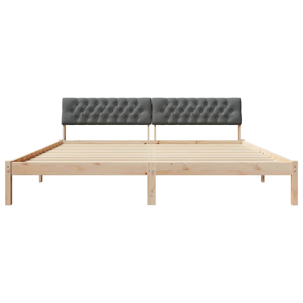 Bedframe Bruin en donkergrijs 200 x 200 cm Massief grenenhout is nu te koop bij PeponiXL, paradijselijk wonen!