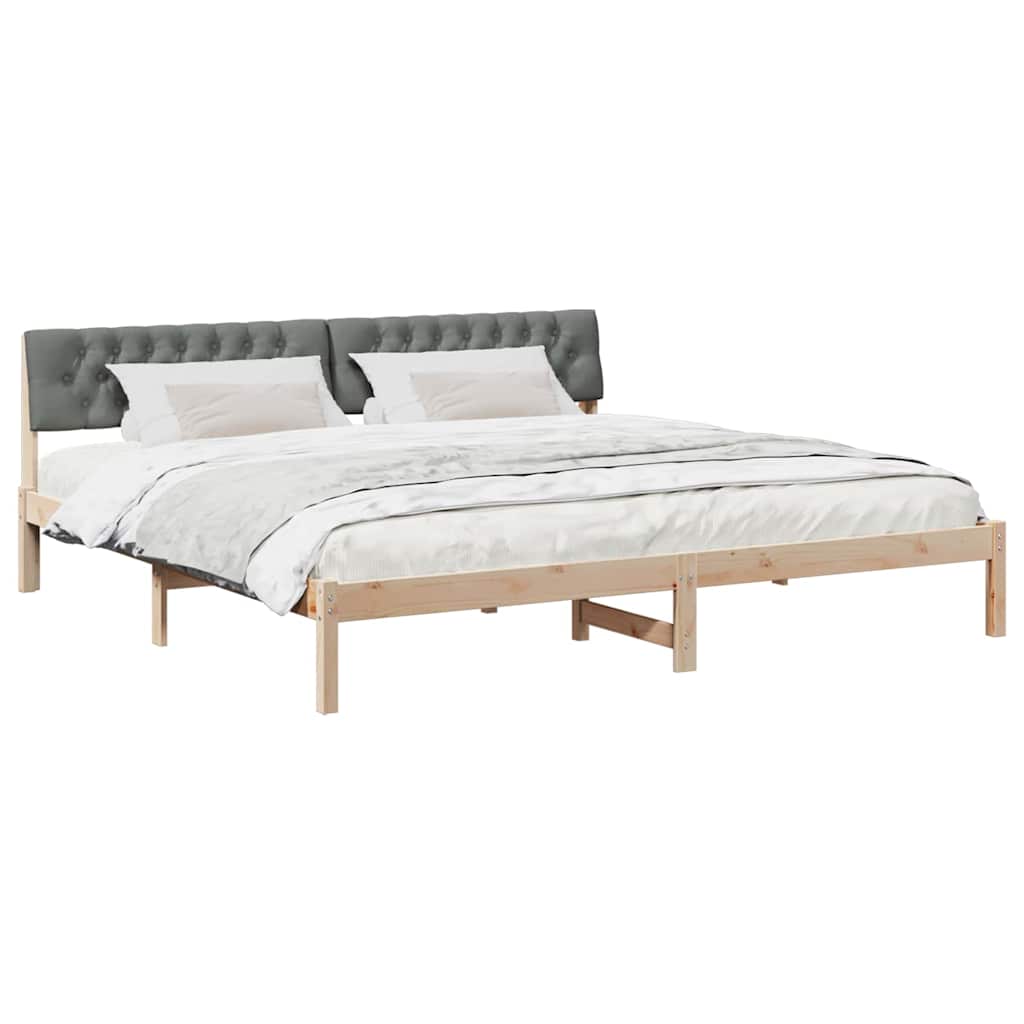 Bedframe Bruin en donkergrijs 200 x 200 cm Massief grenenhout is nu te koop bij PeponiXL, paradijselijk wonen!