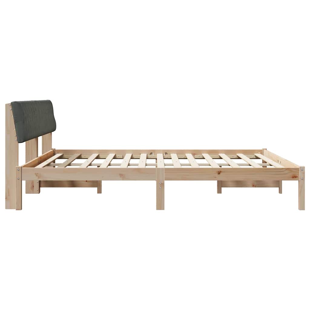 Bedframe Bruin en donkergrijs 200 x 200 cm Massief grenenhout is nu te koop bij PeponiXL, paradijselijk wonen!