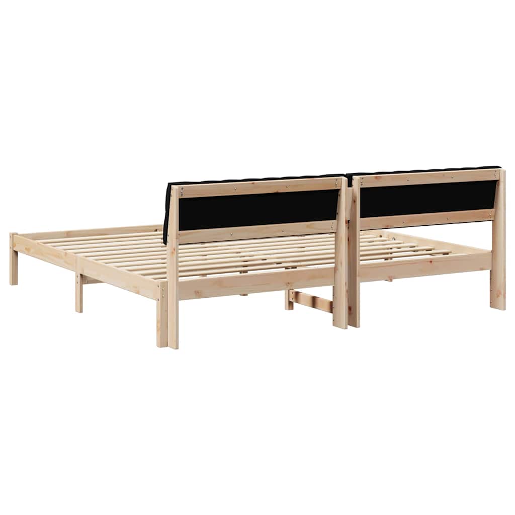 Bedframe Bruin en zwart 200 x 200 cm Massief grenenhout is nu te koop bij PeponiXL, paradijselijk wonen!