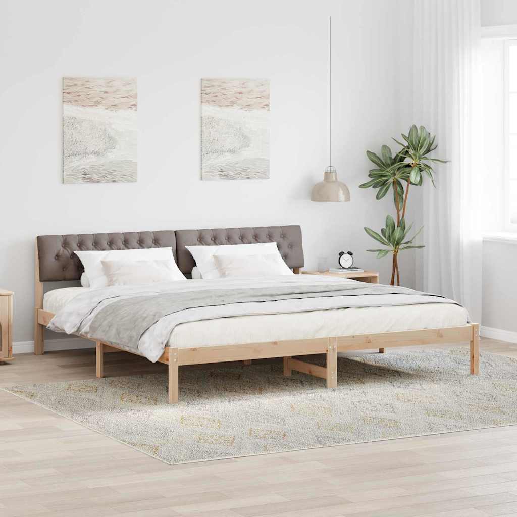 Bedframe Bruin en taupe 200 x 200 cm Massief grenenhout is nu te koop bij PeponiXL, paradijselijk wonen!